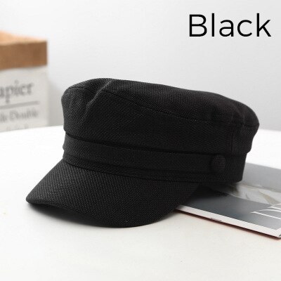 Boina roja para mujer, sombrero de Sol de Red, boina roja, gorro de marinero, sombreros Retro octogonales informales a la , gorra con visera, primavera y verano,: K36-Black