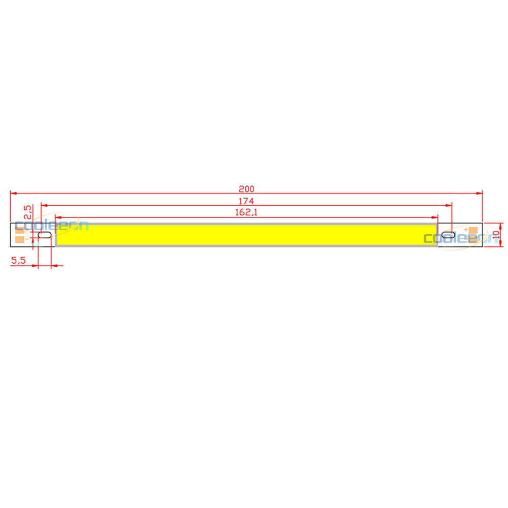 Cooleeon 200 x 10mm dc12v led cob lysstrimmel 20cm x 10w lamper blå grøn rød varm kølig hvid farve led bar lys 200mm x 12v cob pære