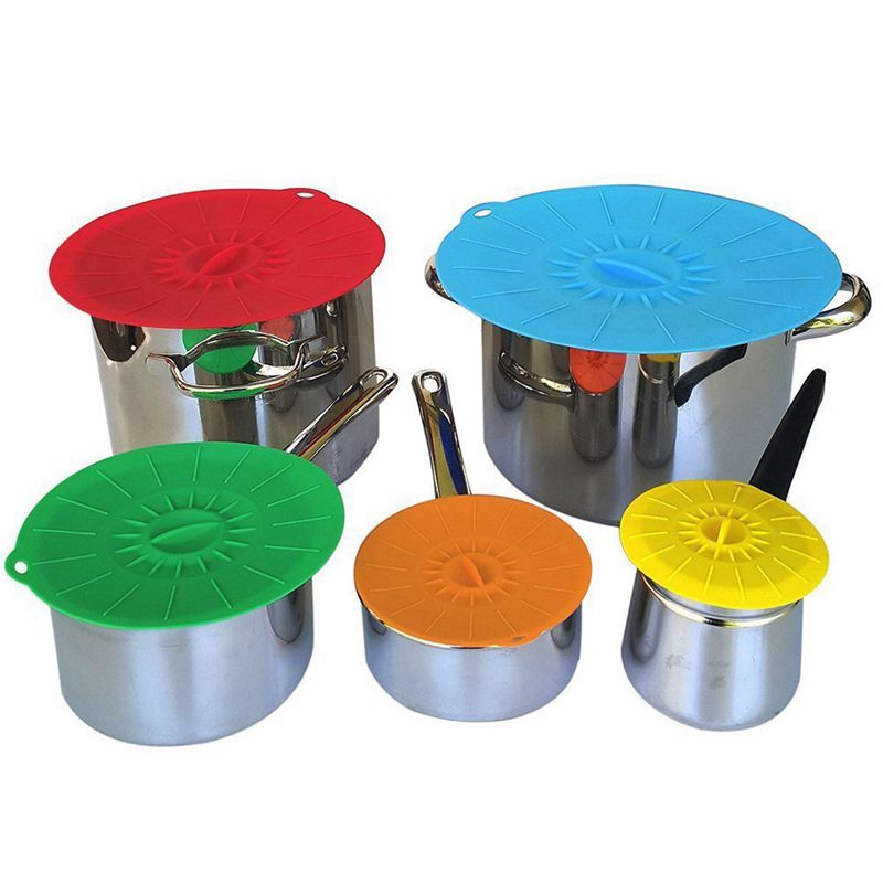 Conjunto de 5 silicone micro-ondas tigela cobrir panela pan tampa capa-silicone alimentos envoltório cozinhar ferramentas utensílio de cozinha