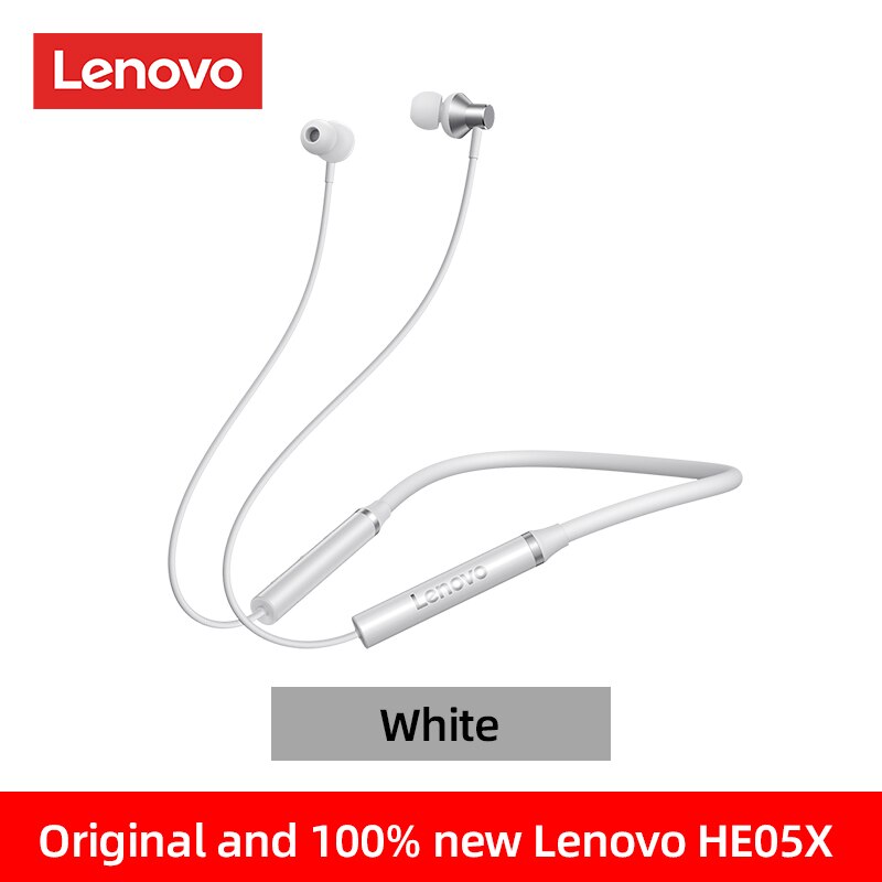 Lenovo HE05X Speaker Sport Wireless Bluetooth 5.0 In-Ear Earphone Waterproof Headphone Sports Neckband Headsets For Mobile Phone: white