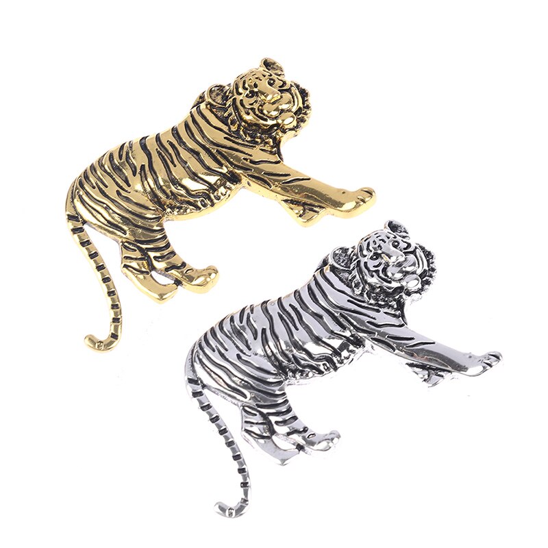 1Pcs Rvs Tiger Broches Voor Vrouwen Mannen 2-Kleur Animal Broche Pins