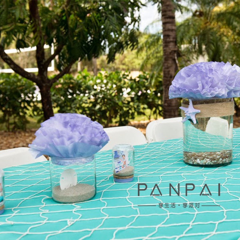 Nautische Mermaid Thema Verjaardagsfeestje Visnetten met Zee Schelpen Metalen Ballonnen Achtergrond Muur Opknoping Decoratie Benodigdheden