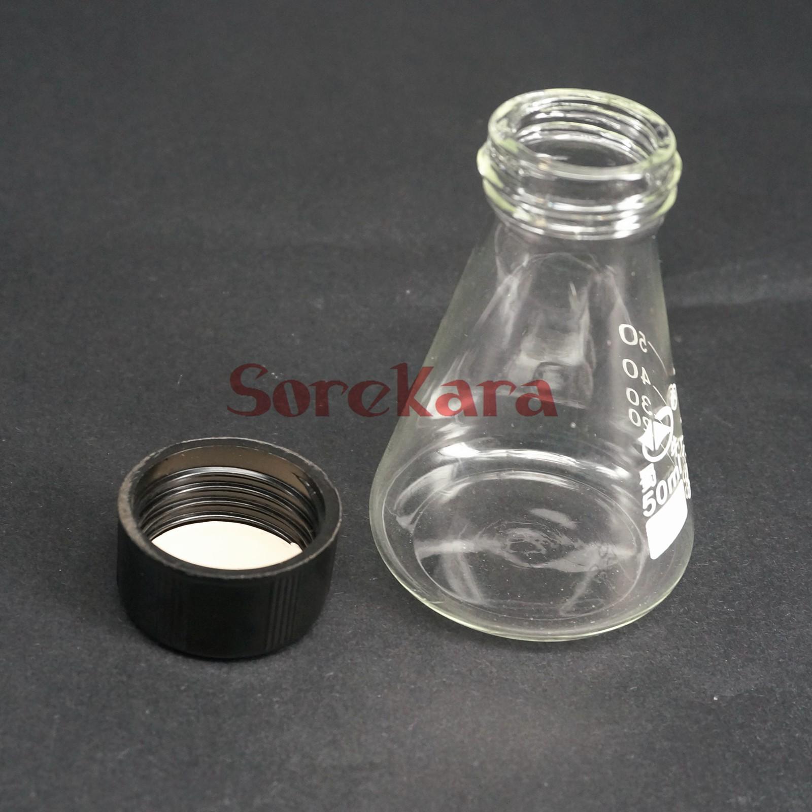 50ml Borosilicate Glass Conical Erlenmeyer Flask with Cover For Chemistry Laboratory