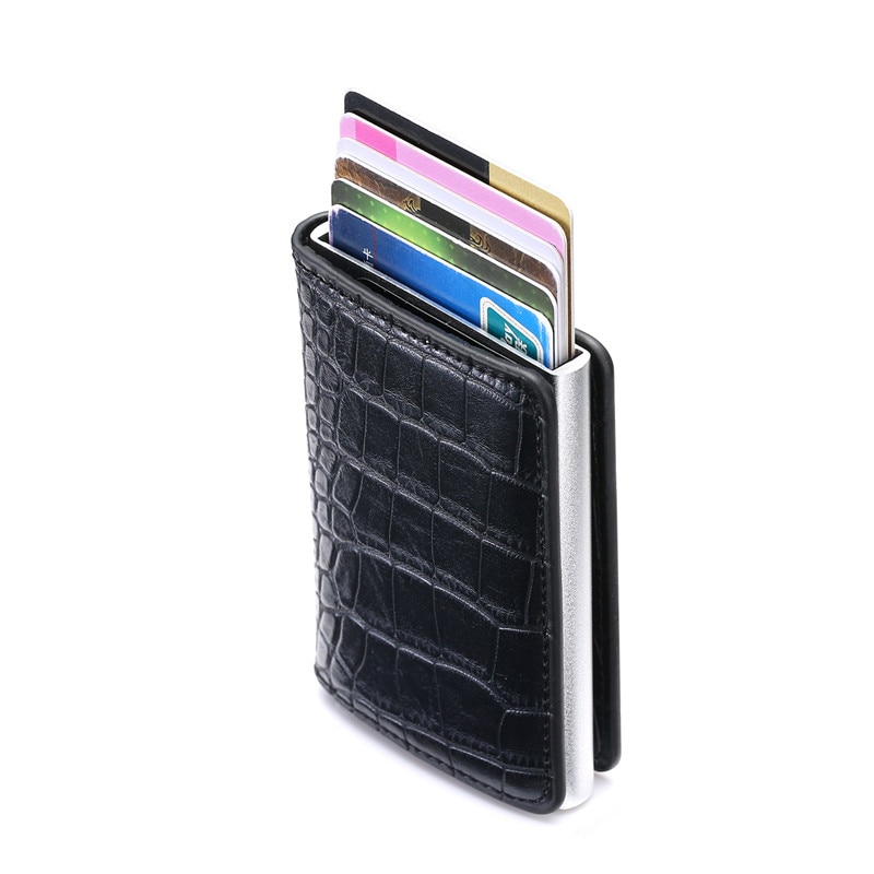 Bisi Goro Blocking Wallet RFID Credit Card Holder Black Card Holder Aluminum Slim Metal Card ID Holder