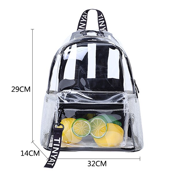 TINTAT-Mochila de PVC transparente para mujer, morral escolar de viaje, bolsa para niñas: Transparent backpack