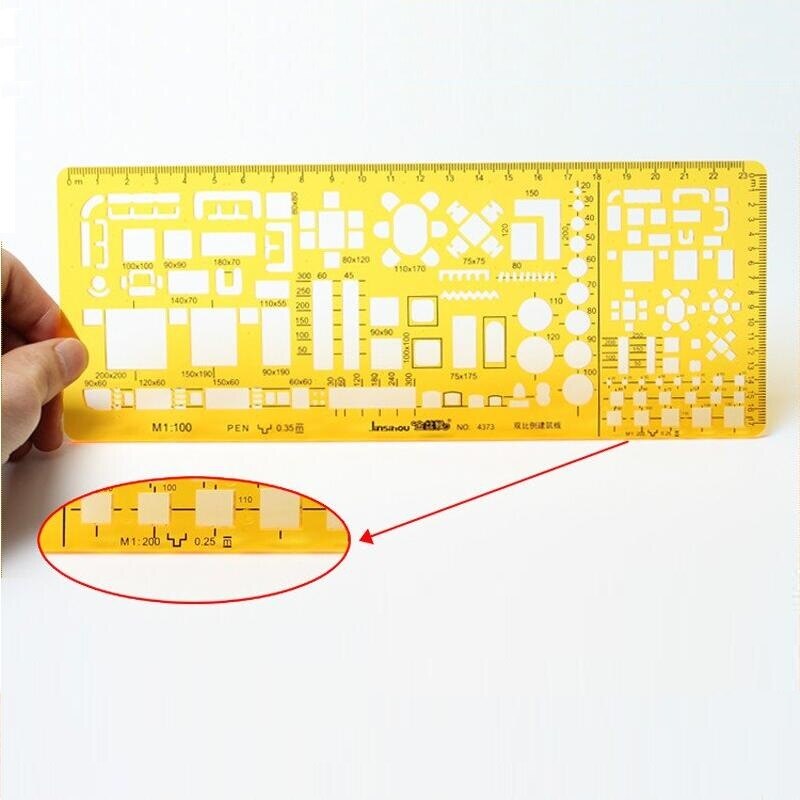 1:100 and 1:200 Double Scale Architecture Furniture Drawing Template Templates for drawing NO 4373