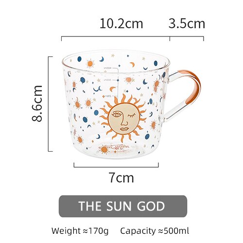 500ml Kreative Skala Glas Becher Frühstück Espresso Coffe Tasse Wein Gläser Haushalt Paar Wasser Tasse Sonnen Auge aufbringen Getränk: A