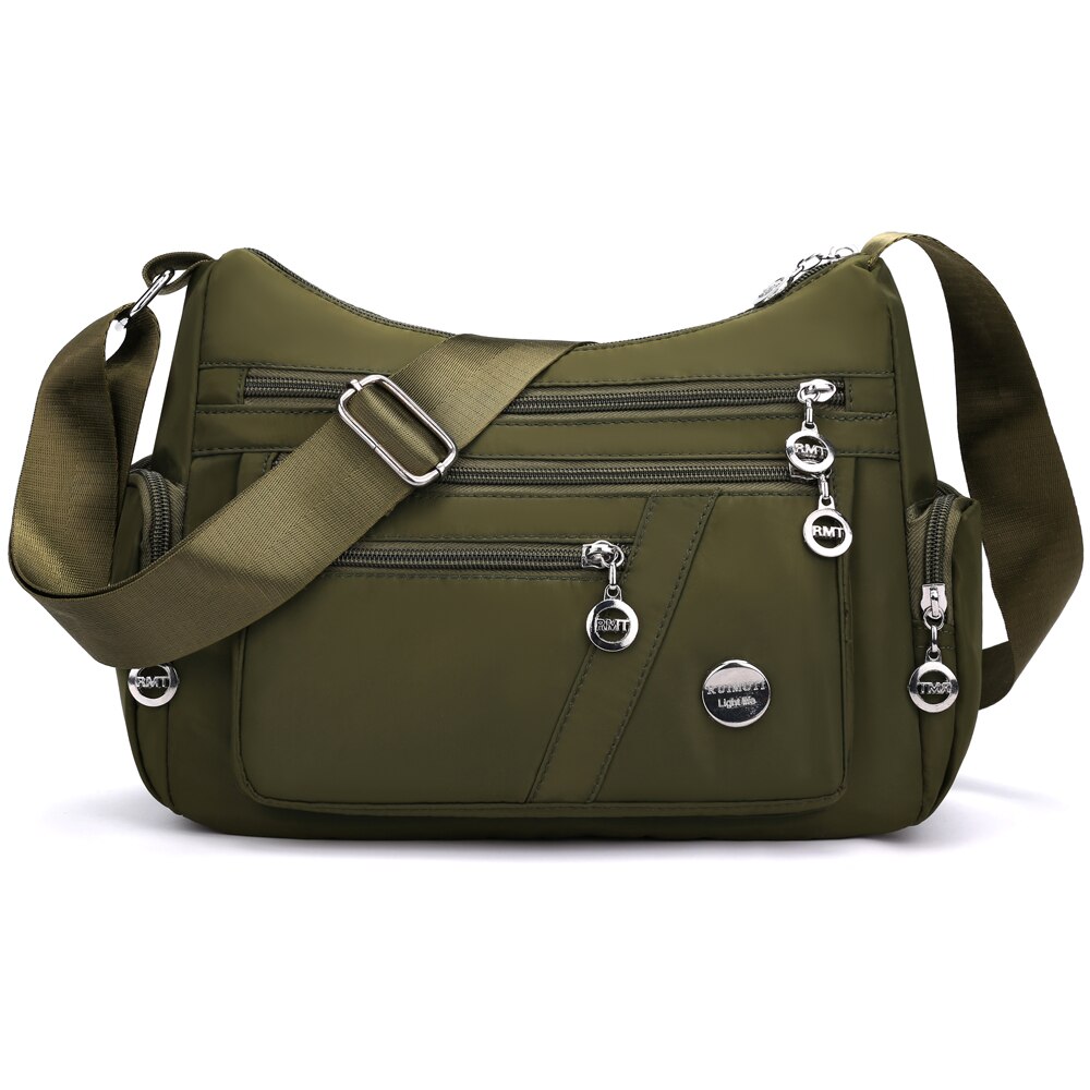 Crossbody taske skuldertaske til kvinder afslappet vandafvisende messenger håndtaske til shopping rejsefest: Militærgrøn