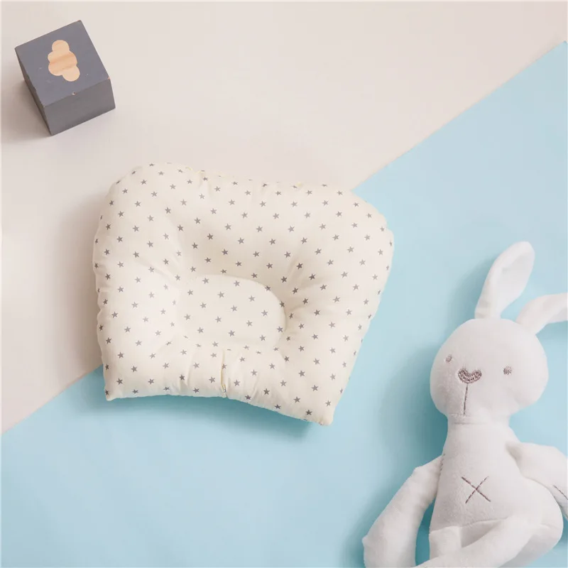 Baby Nursing Pillow Infant Newborn Sleep Support Concave Cartoon Pillow Printed Shaping Cushion Prevent Flat Head for 0-3 Year: GRAY