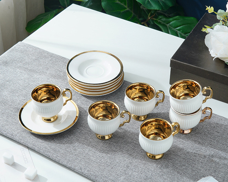 6 cups and 6 plates, ceramic cups and saucers simple home afternoon cups and saucers coffee cups and saucers set