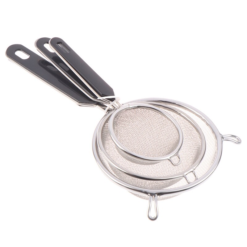 3Pcs/ Set Fine Mesh Stainless Steel Strainer Sieve Colander