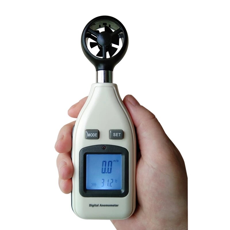 Digital Anemometer Handheld Wind Speed Meter for Measuring Wind Speed Temperature with Backlight LCD Air Flow Speed Wind Meter
