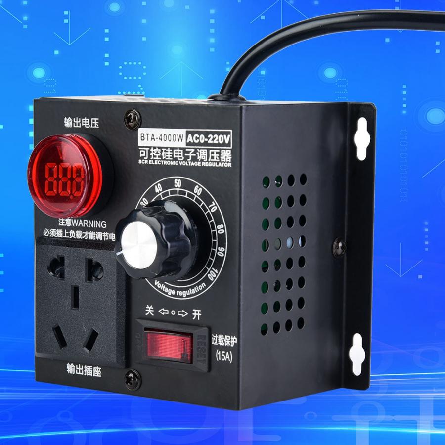 Régulateur De Tension SCR 4000W AC 220V | Variateur De Lumière, Contrôleur De Vitesse Moteur, Température | Pour Charges Résistives (jusqu'à 4000W)