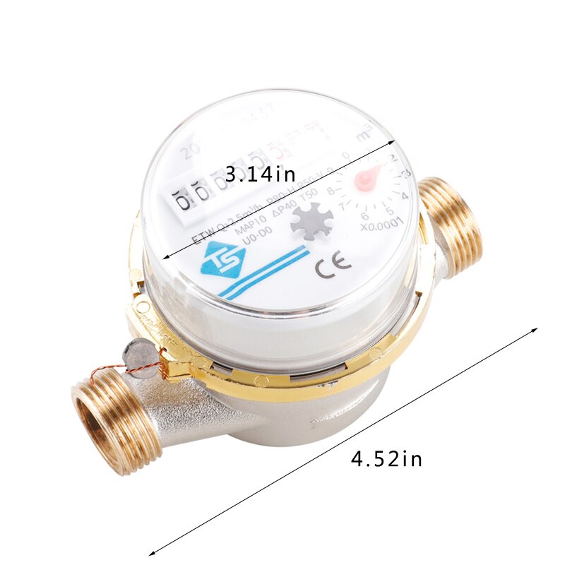 Digital Display Water Meter Household Mechanical Rotary Wing Cold Water Meter E-type Pointer Combination Meter Flow Meters: Default Title
