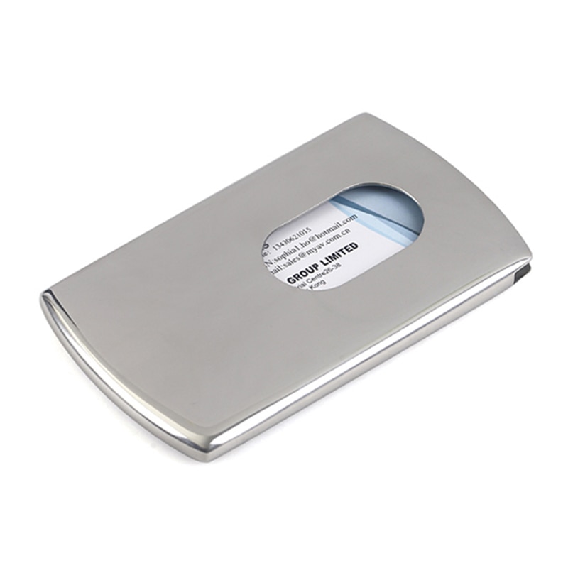 Business Card Holder Women Vogue Thumb Slide Out Stainless Steel Pocket ID Credit Card Holder Case Men FS99