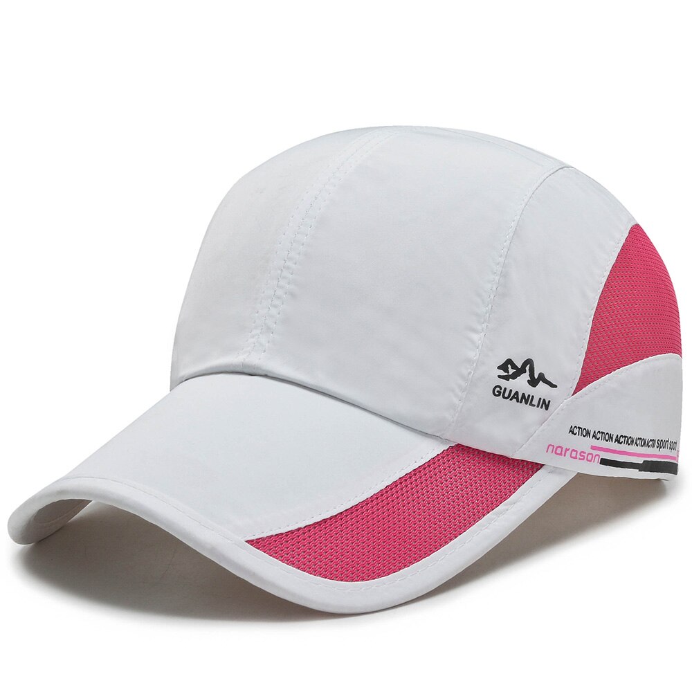 Summer Outdoor Sun Hats Quick Dry Waterproof Golf Fishing Cap Adjustable Unisex Baseball Caps: White Rose