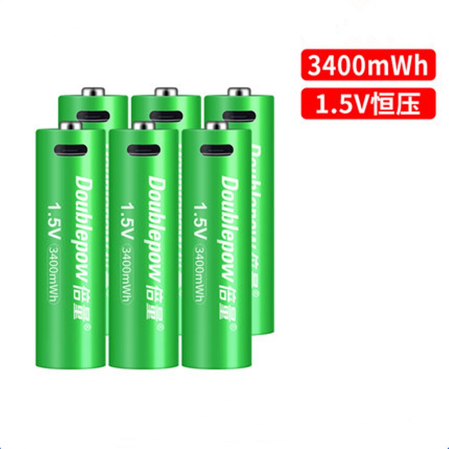 1.5v 3400mWh AA rechargeable battery USB AA rechargeable lithium battery fast charging via Micro USB cable: 6PCS Battery