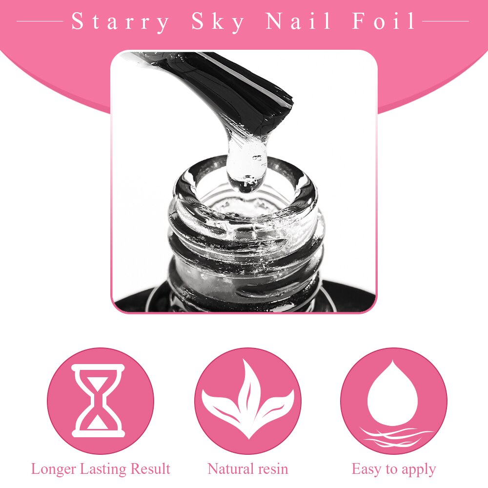 Transfer klistermärke gel set nagelhäftande lim överföringsfolie klistermärke nagelfolie stjärnhimmel marmor nail art överföring klistermärken dekaler