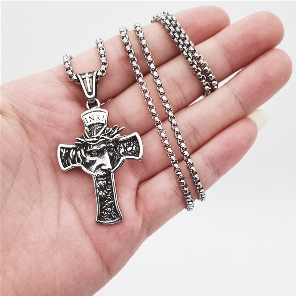 US 1-7 Pack Stainless Steel Jesus Christ Crucifix Cross Pendant Necklace For Men