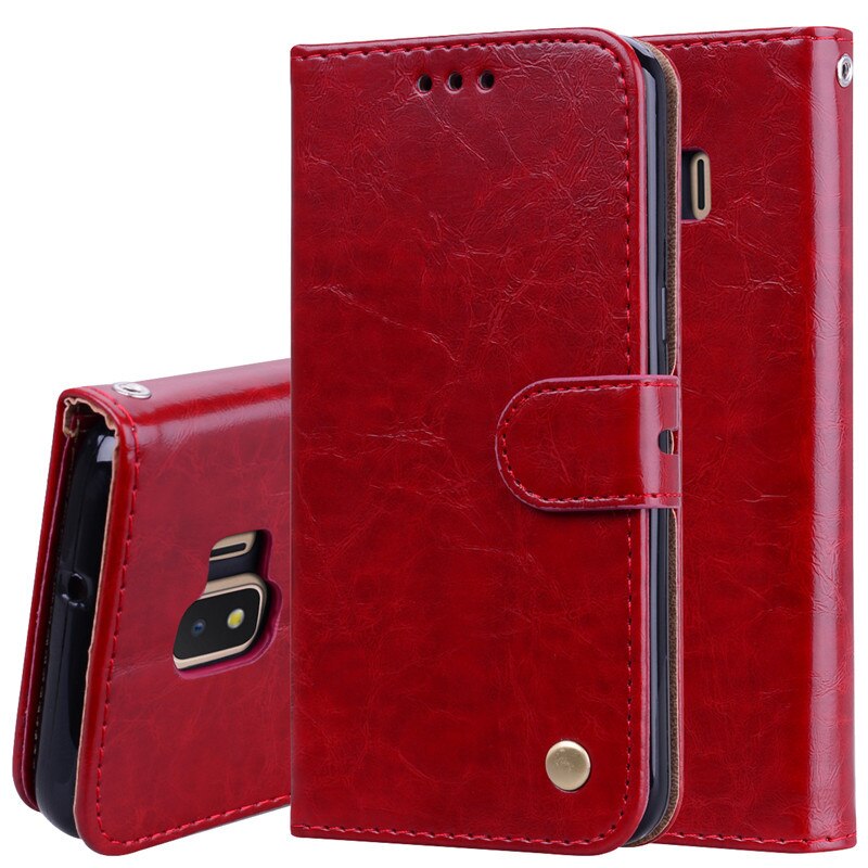 Luxury Leather Flip Case For Samsung Galaxy J2 Core Case Wallet Stand Flip Phone Case For Funda Samsung J2 Core J260F Case Coque: Red