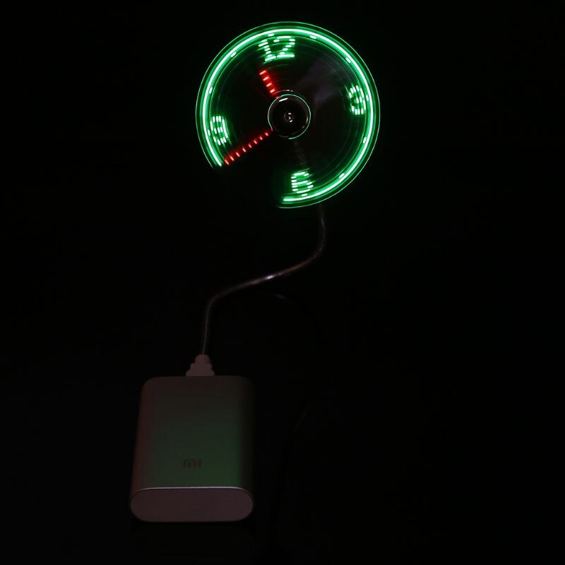 Flexible Gooseneck USB LED Clock Fan with Real Time Display For Notebook PC 40JB
