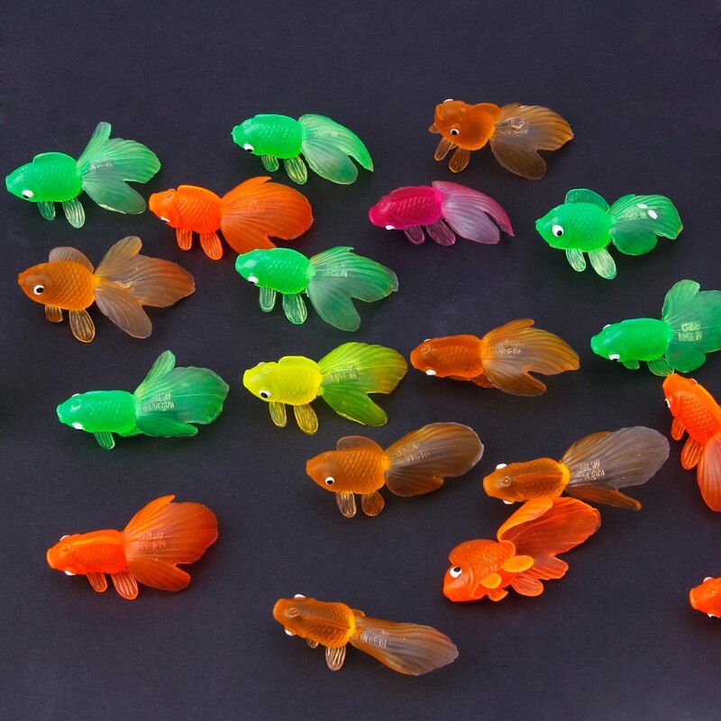 20 stücke Gummi Simulation Kleine Goldfisch Gold Fisch freundlicher Spielzeug Dekoration Schlecht Spielzeug