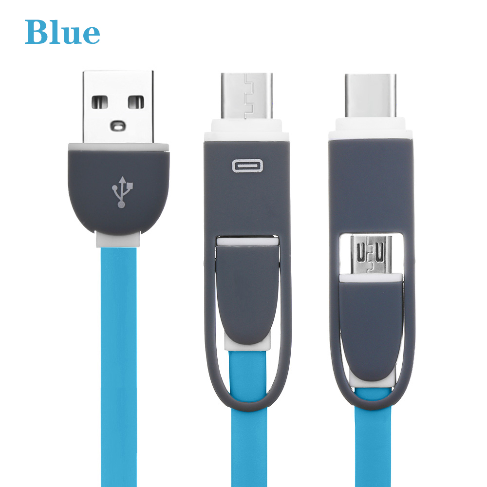 2 In 1 Oplaadsnoer USB-C Adapter Digitale USB 3.1 Type-C om Micro USB Converter Gegevens Charger kabel Smartphone Accessoires: blue