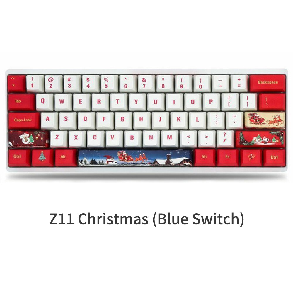 HUO JI E-YOOSO Z-11 Wired 60% Mechanical Keyboard Tenkeyless Anti-Ghosting Linear Blue Switch Led Backlit Removable Cable: Z11 Christmas