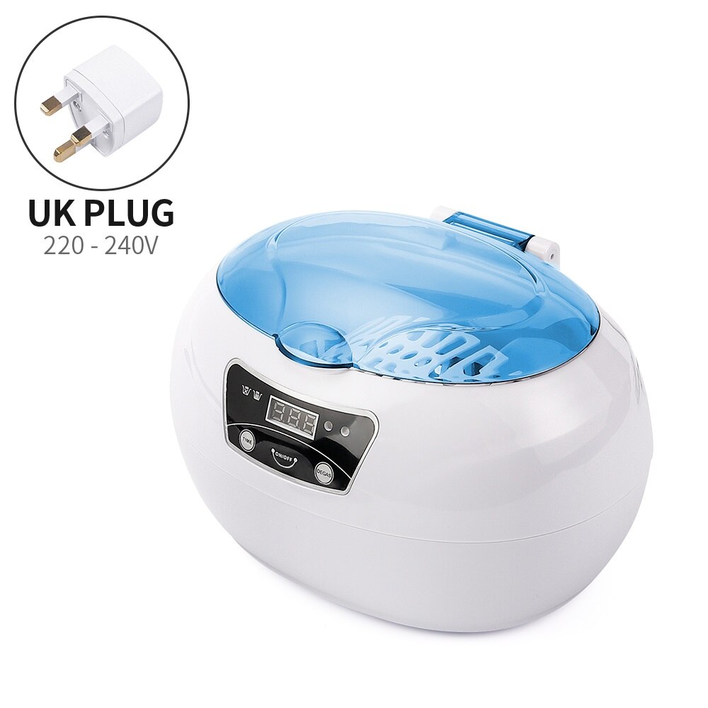 Sterilizzatore per unghie scatola per vassoi ultrasuoni detergente per batteri sterilizzazione pulita chiodo arte salone disinfezione strumenti per manicure scatola per sterilizzatore: UK spina blu