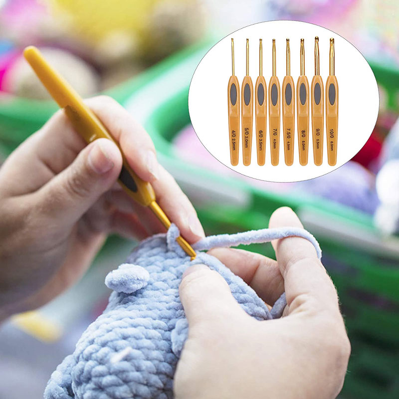 8Pcs/Set 2.5-6.0mm Crochet Hooks Aluminum Ergonomic Knitting Needle Hook Crochet Hook Knitting Needles for Crocheting Yarn Craft