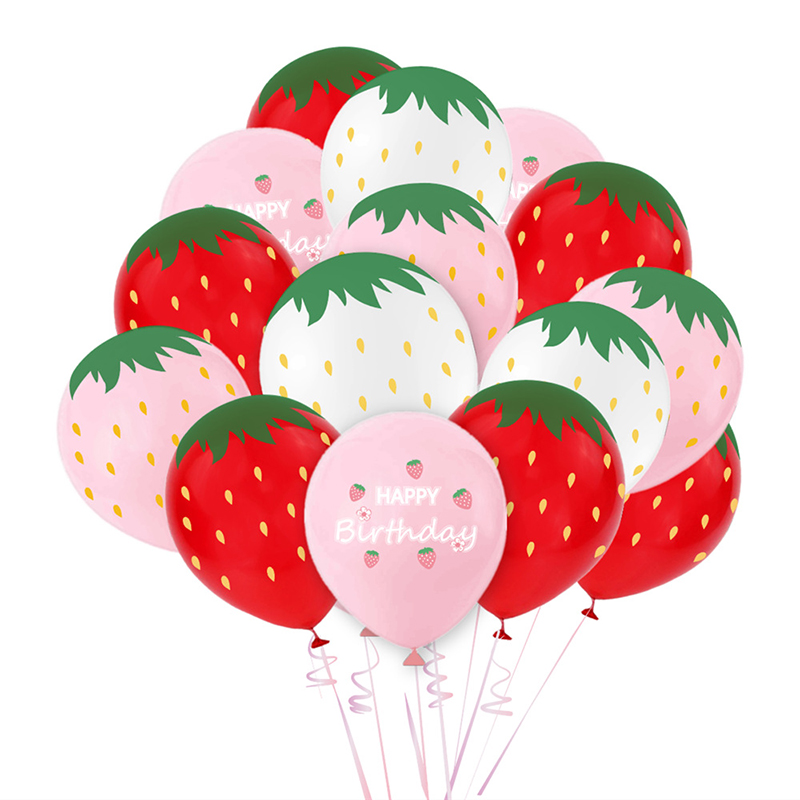 Strawberry Theme Girl's Birthday Party Decoration Disposable Fruit Tableware Tablecloth Balloons Banner Cake Toppers Baby