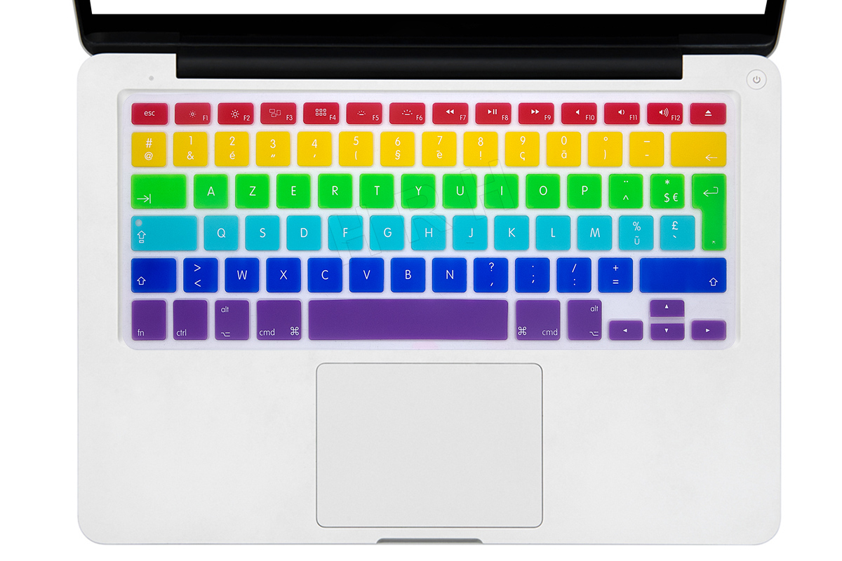 HRH EU/UK Waterproof Rainbow French AZERTY Dustproof Silicone Keyboard Cover Skin Protector for Macbook Air Pro Retina 13"15"17"