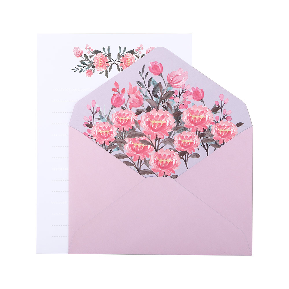 Skoleartikler papirvarer bryllupsinvitation fødselsdagsfest brevpapir skrivepapir lykønskningskort blomster kuvert: Rød
