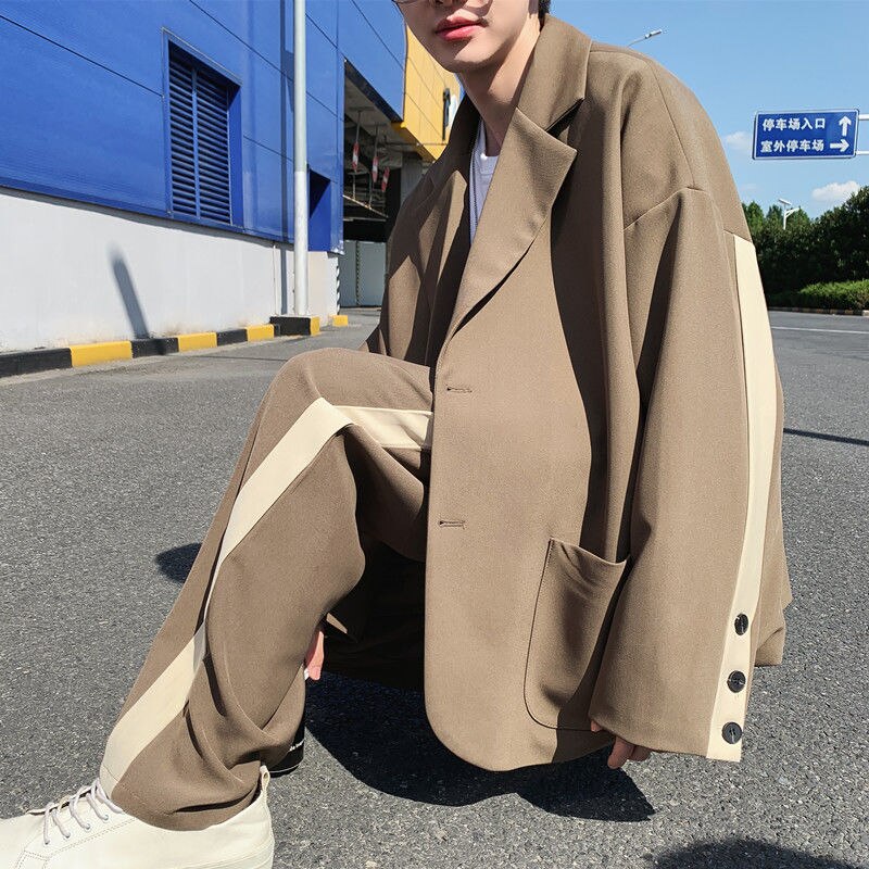 Mannen Casual Pak Jassen Zwart/Grijs/Camel Blazers Losse Mode Bovenkleding Lange Mouw Westerse Kleding Jassen size M-XXL