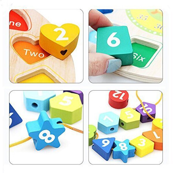 1 Pcs Klok Speelgoed Nummers Vormen Sorteren Blokken Houten Educatief Voor Kinderen Kids AN88