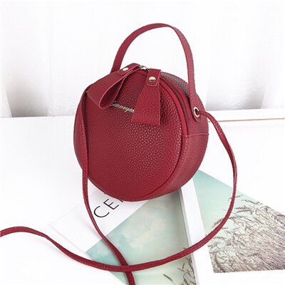 Vrouwen Telefoon Tas Mini Pu Lederen Circular Handtas Eenvoudig Messenger Tassen Voor Vrouwen Vrouwelijke Crossbody Tassen Portemonnee: C001