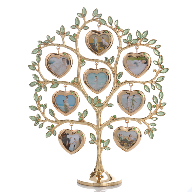 LASODY FAMILY TREE WITH 8 HANGING PICTURE FRAMES METAL TABLE TOP PHOTO FRAME DECORATION: Green Diamonds