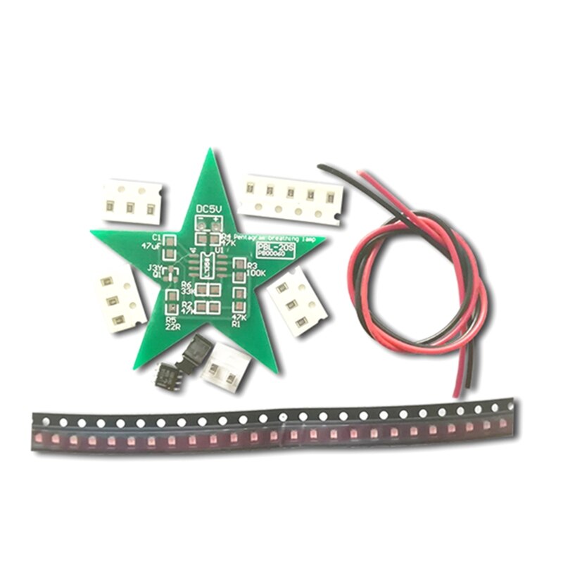 DIY Kit Five-Pointed Star Breathing Light Gradient LED Light for Soldering Red 090F
