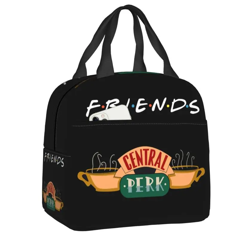 Friends TV Show Insulated Lunch Bag for Camping Travel Resuable Thermal Cooler Lunch Box Women Children Food Container Tote Bags: black