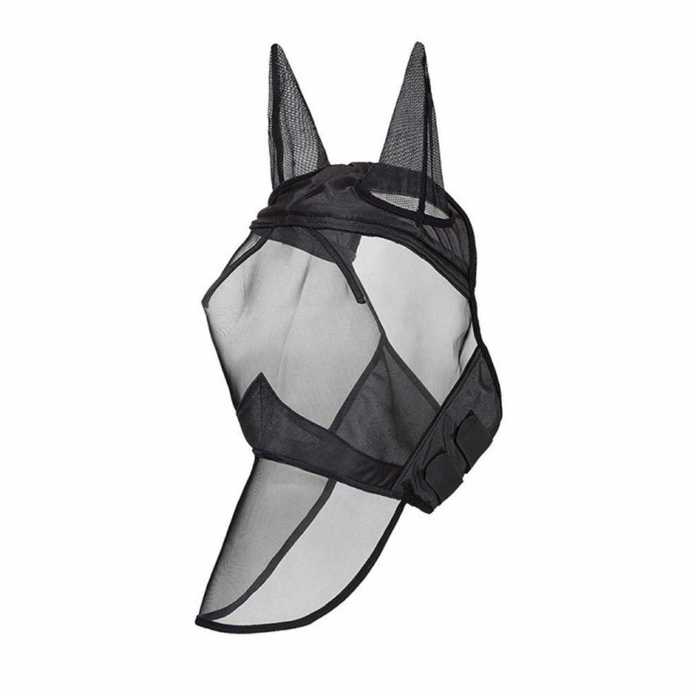 Hästfluga mask sommaröga näsa örat anti mygga bekväm mask anti-mygg hästhuvud häst huva andas huvudbonader h  o9 o 9