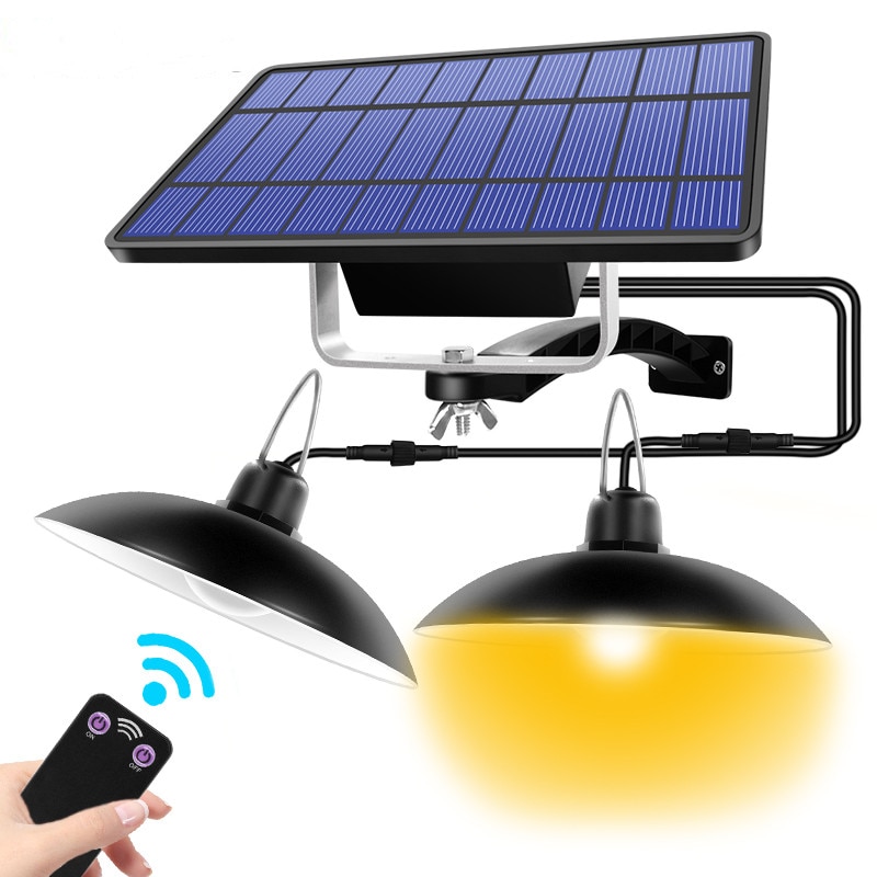 Dubbele Hoofd Solar Hanglamp Outdoor Indoor Solar Lamp Met Lijn Warm Wit/Wit Verlichting Voor Camping Thuis Tuin yard