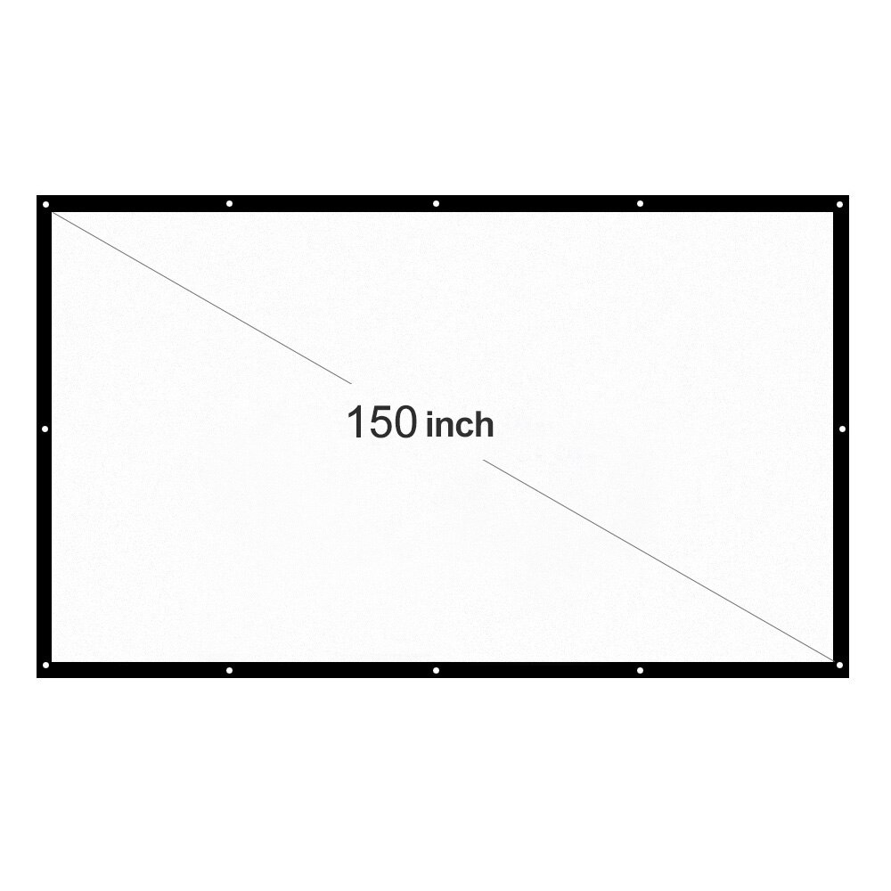 H150 Projector Screen 150 inch 16:9 Portable HD Foldable Projection Screen White for Wall Mounted Home Theater Bar Travel