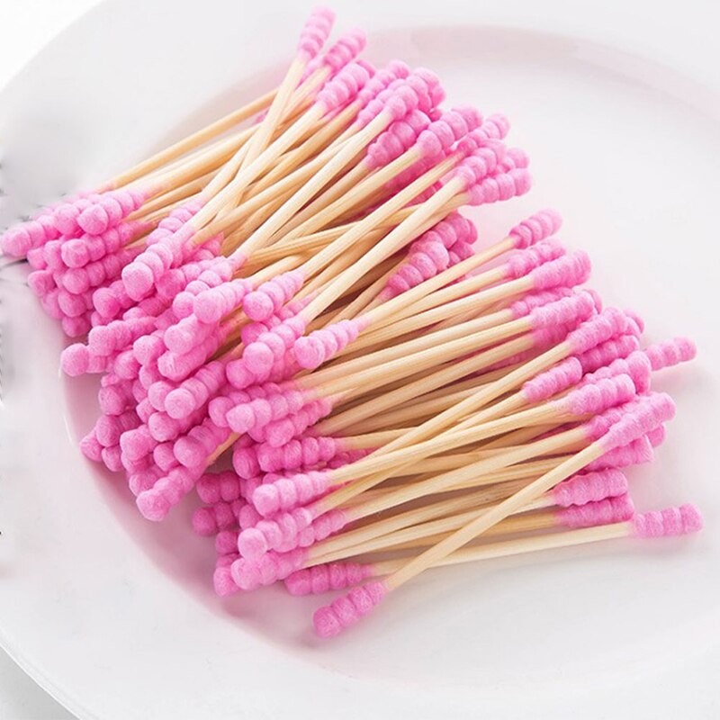 100 stuks/pak wattenstaafjes met dubbele kop voor vrouwen make-up, wattenstaafjes, houten stokjes, neus- en oorreinigingshulpmiddelen voor de gezondheidszorg