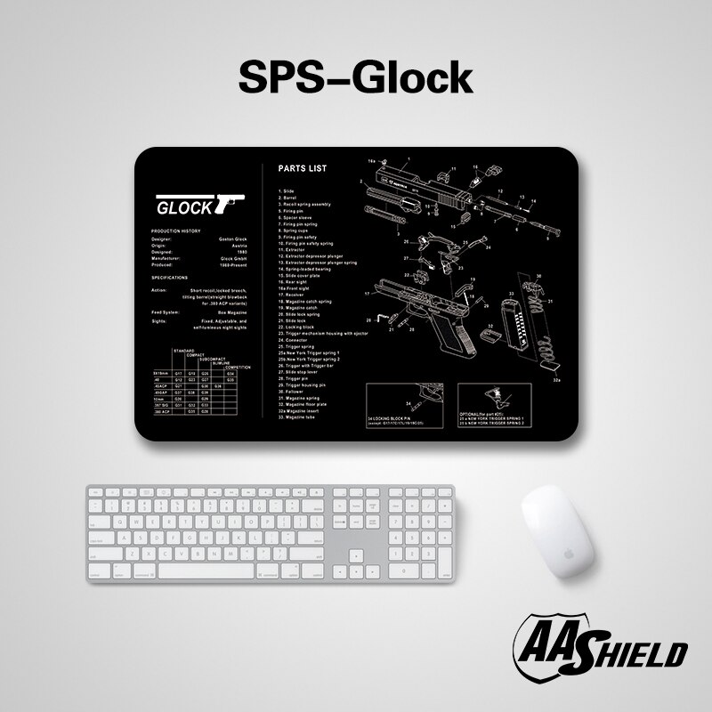 Aa skjold gummibase mikrofibercover musemåtte pistolen billeddiagram udskrivning af flere mønstre 43*28cm del 1