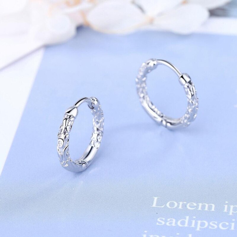 Trendy Pattern Black Gold Hoop Earrings For Women Men Jewelry 925 Silver Earring Chic Unisex Party Accessories KOFSAC