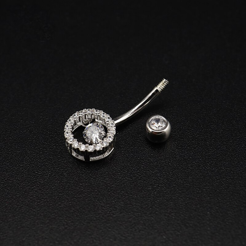 Anello In argento Sterling 925 a forma rotonda con ombelico Piercing all&#39;ombelico zircone ciondola In sfuso decorazioni per gioielli per il corpo per le donne Punk