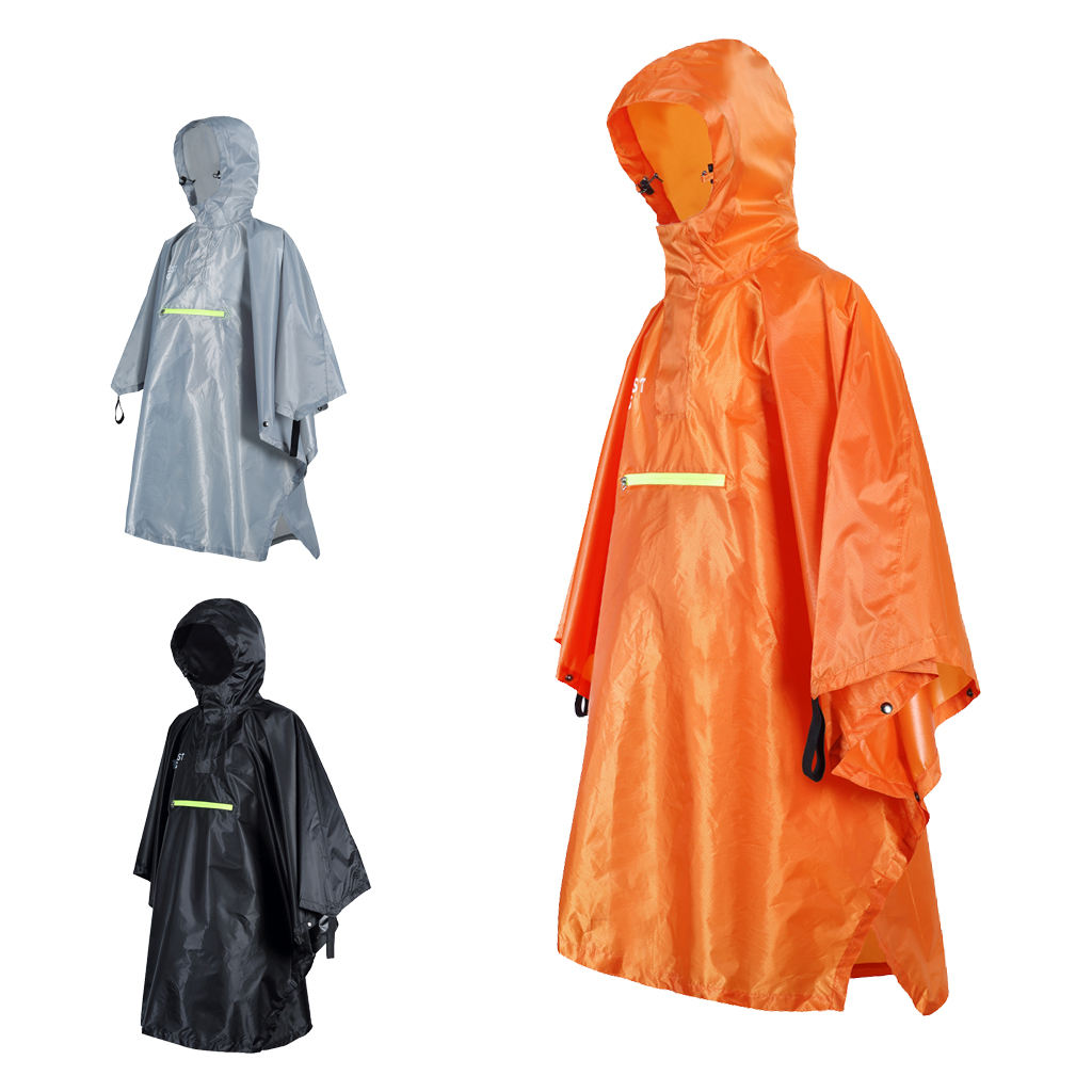 Emergency Lightweight Poncho Cycling Outdoor Rain Proof Cape Poncho Coat Camping Reflective Strip Waterproof Hooded Raincoat