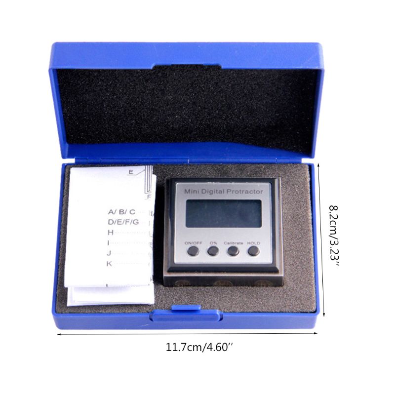 360 Degree Mini Digital Inclinometer with Magnetic Base Stainless Steel Housing B85C