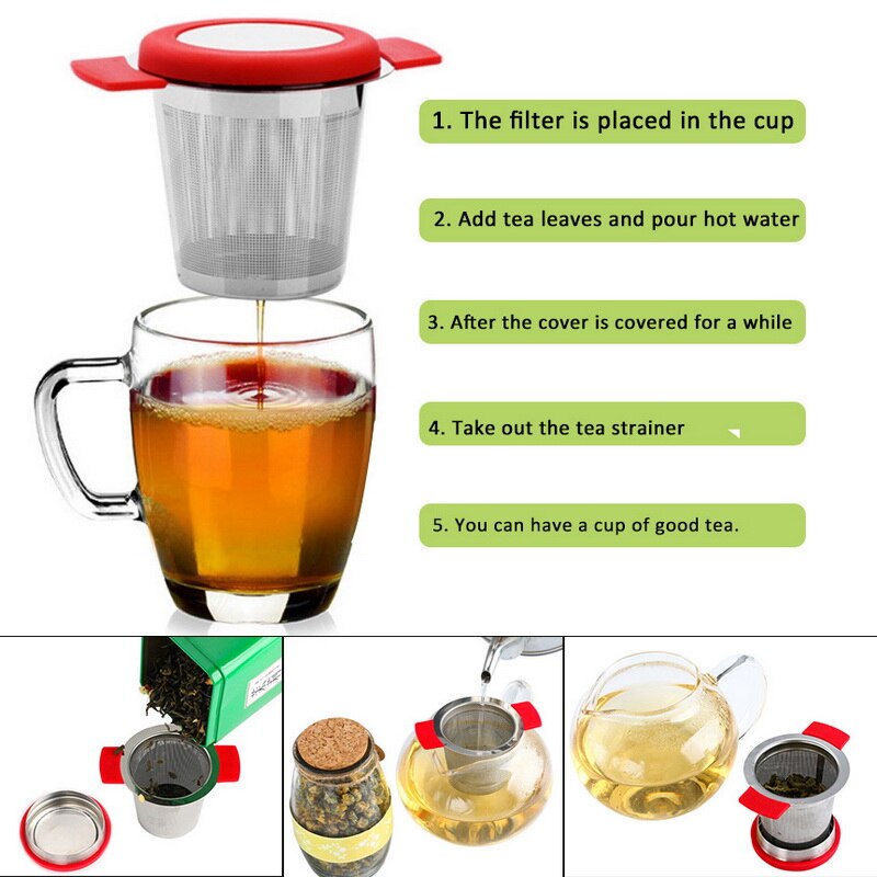 Til løse te kaffefiltre rustfrit stål te infuser kurv genanvendeligt filter ekstra fintmasket te sil med håndtag