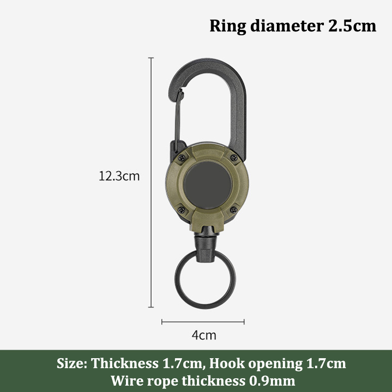 Retractable Keychain Outdoor Retractable Wire Rope Reel Retractable Key Chain With Steel Cable Key Ring Retractable Tool: green